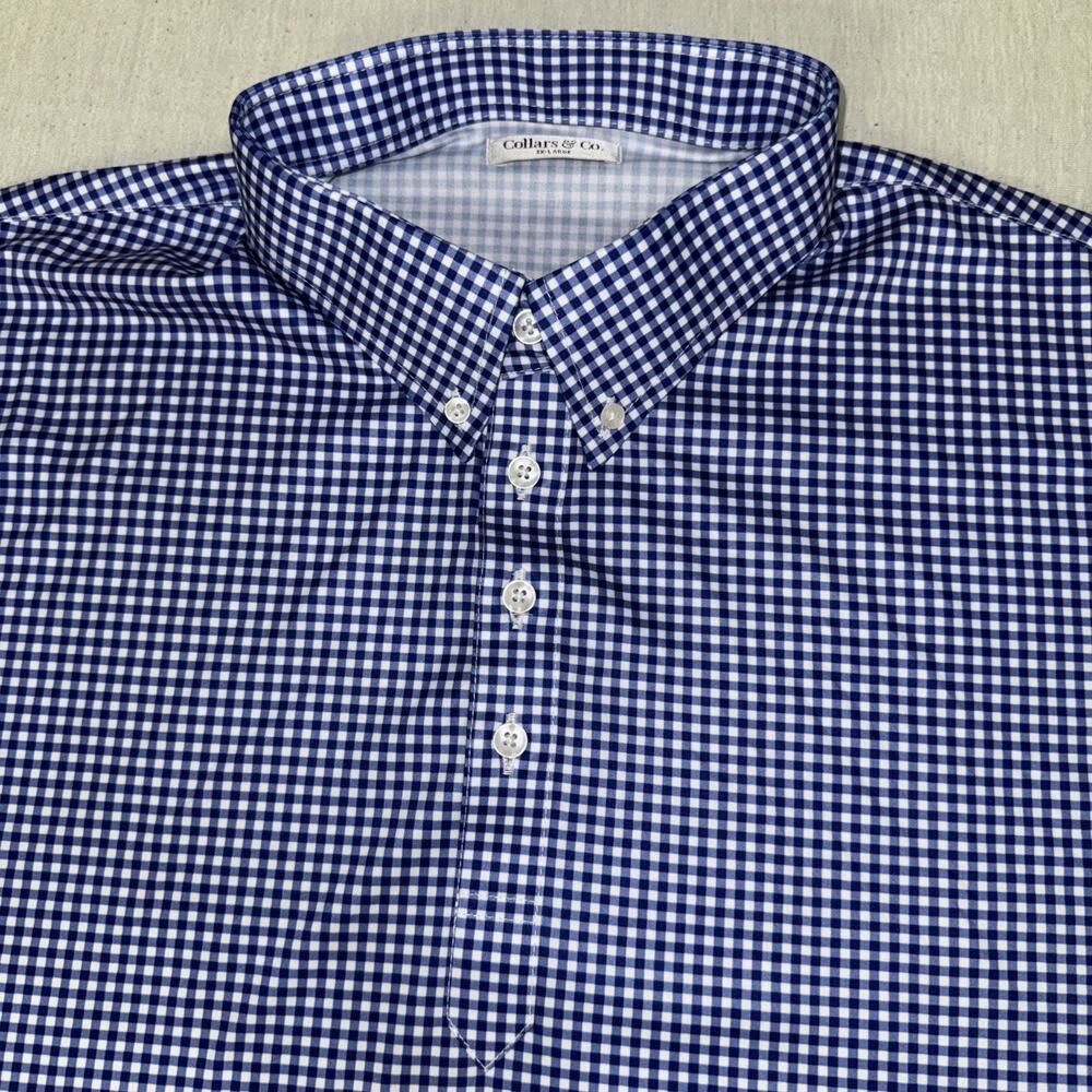 Collars and Co Golf Polo Blue Checks AOP Size 3XL Relaxed Preppy NWOT